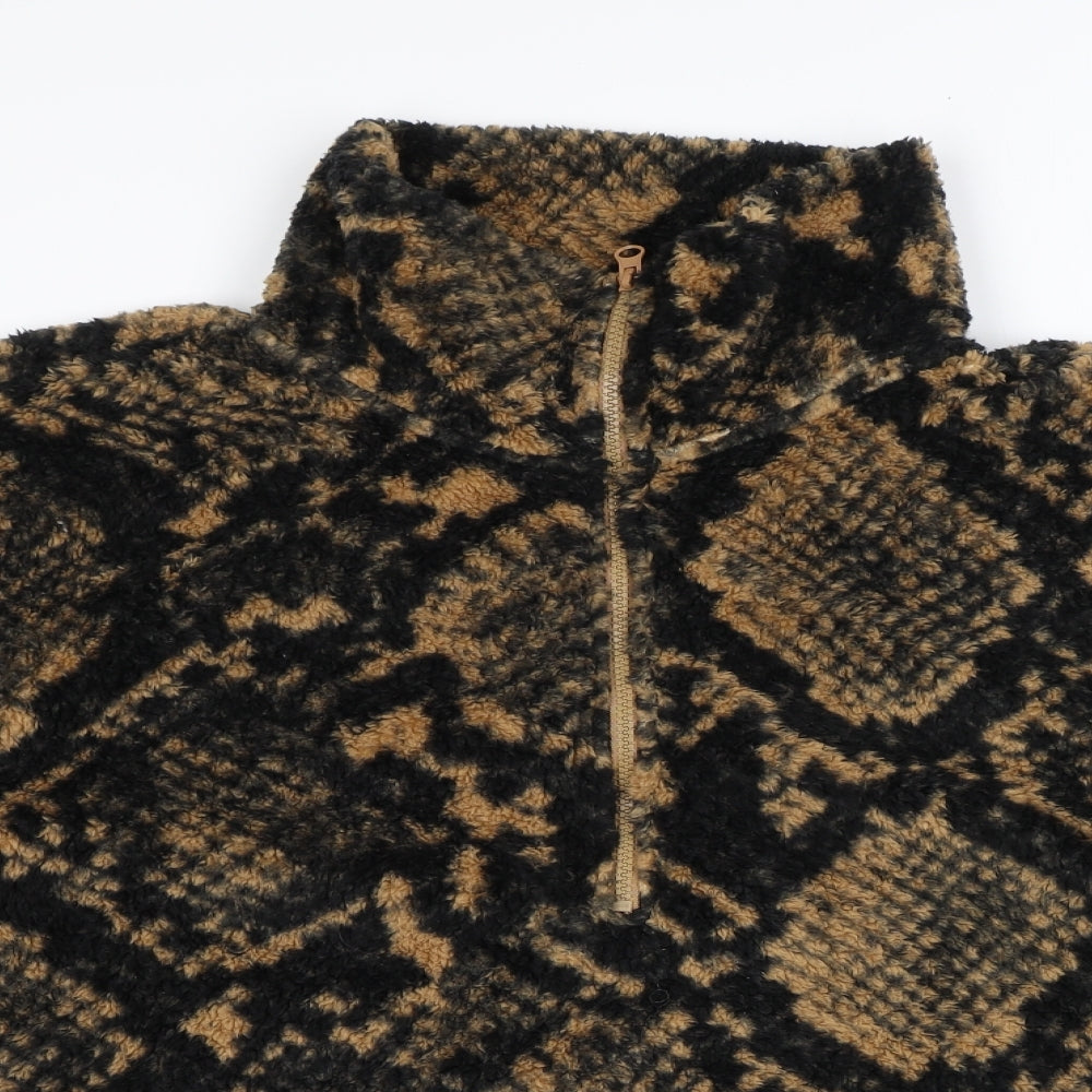 Monki Womens Brown Animal Print Polyester Pullover Sweatshirt Size XL Zip - Snake Print