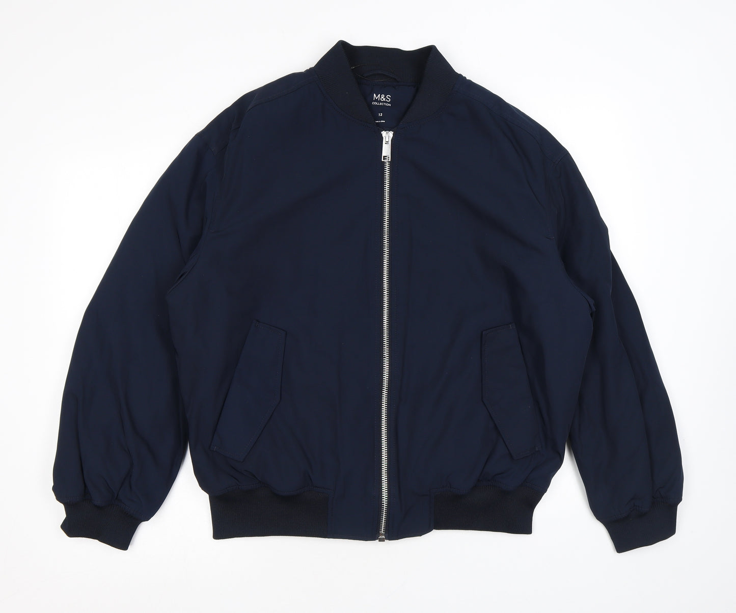 Marks and Spencer Womens Blue Bomber Jacket Jacket Size 12 Zip
