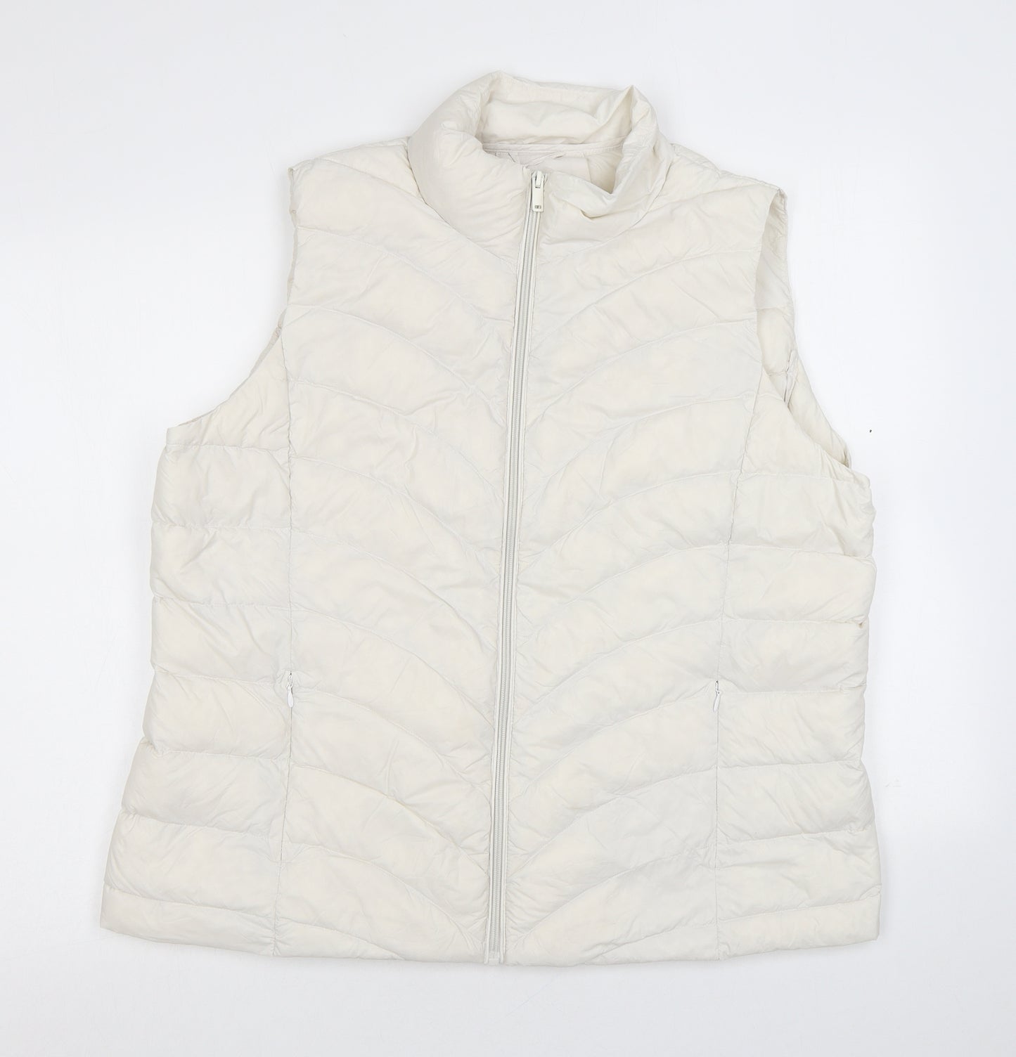 Marks and Spencer Womens White Gilet Jacket Size 18 Zip