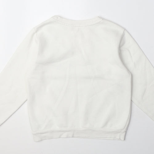 H&M Girls White Cotton Pullover Sweatshirt Size 8-9 Years Pullover - 8-10 yrs