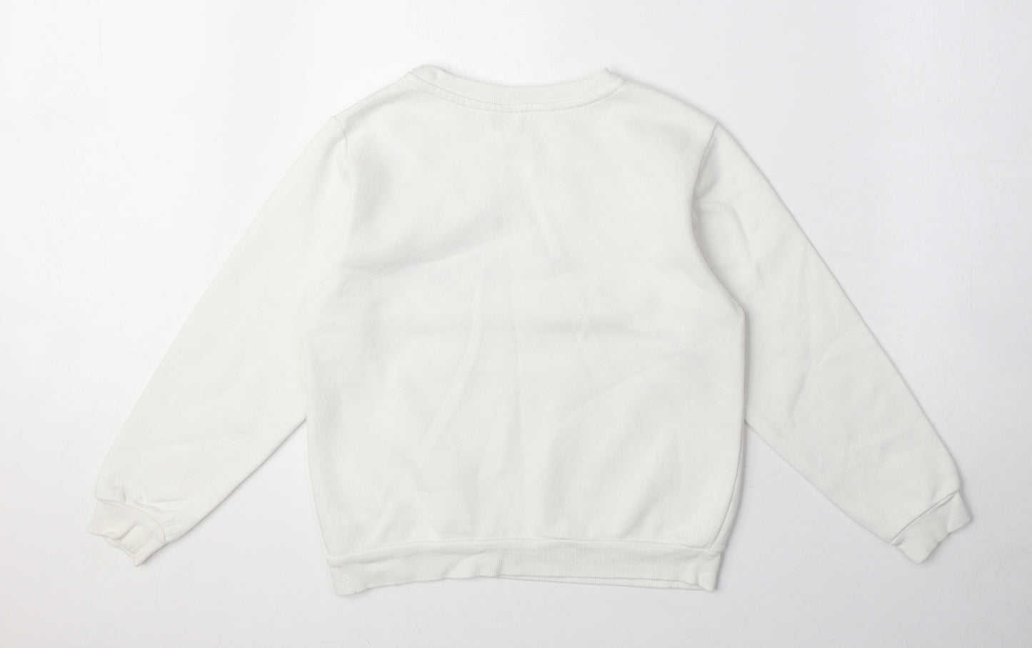 H&M Girls White Cotton Pullover Sweatshirt Size 8-9 Years Pullover - 8-10 yrs