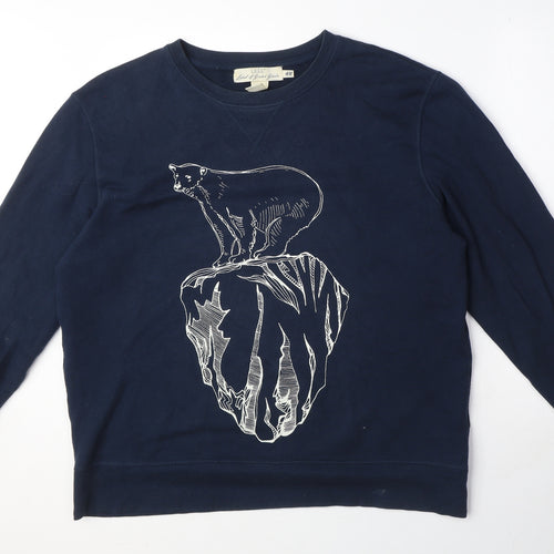H&M Mens Blue Cotton Pullover Sweatshirt Size L - Polar Bear, Iceberg