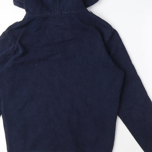 Superdry Mens Blue Cotton Full Zip Hoodie Size S - Logo, Pockets, Drawstring