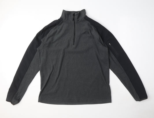The North Face Mens Grey Polyester Henley Sweatshirt Size M - 1/4 Zip, Logo