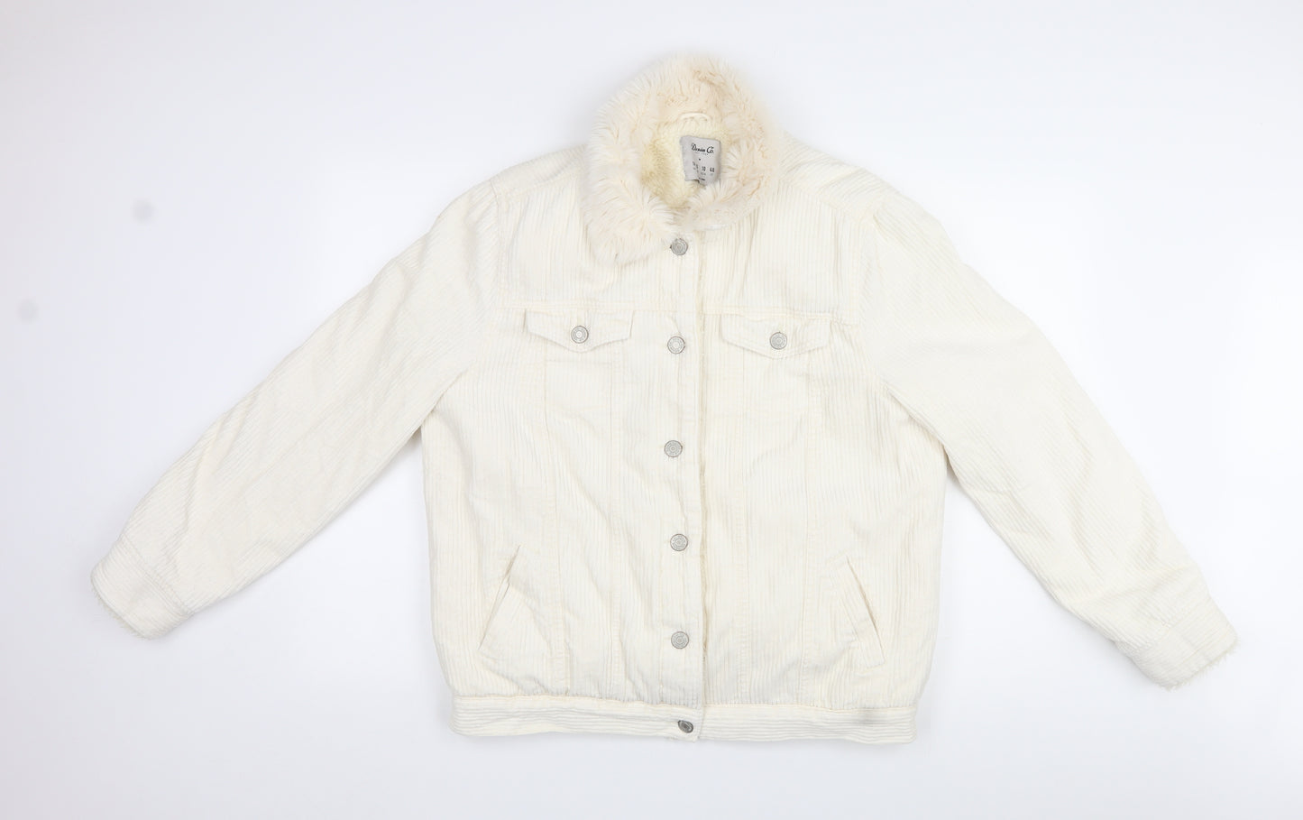 Denim & Co. Womens White Jacket Size 14 Button