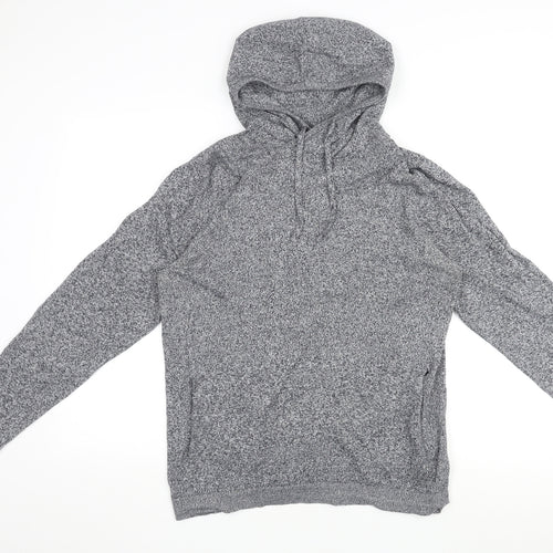 NEXT Mens Grey Cotton Pullover Hoodie Size M - Pockets, Drawstrings
