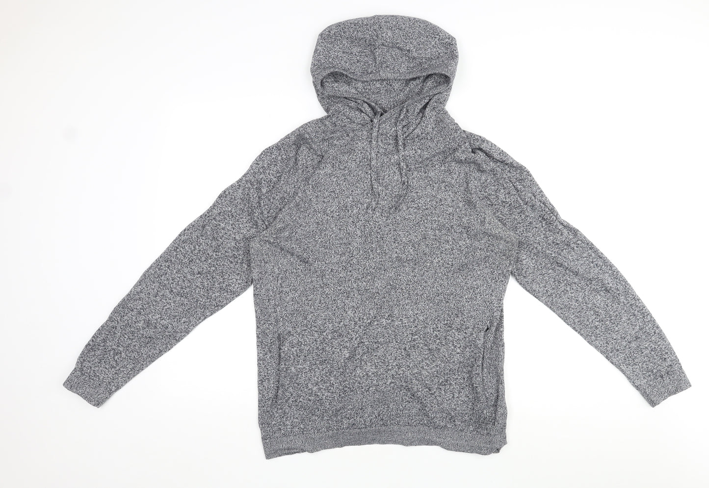 NEXT Mens Grey Cotton Pullover Hoodie Size M - Pockets, Drawstrings