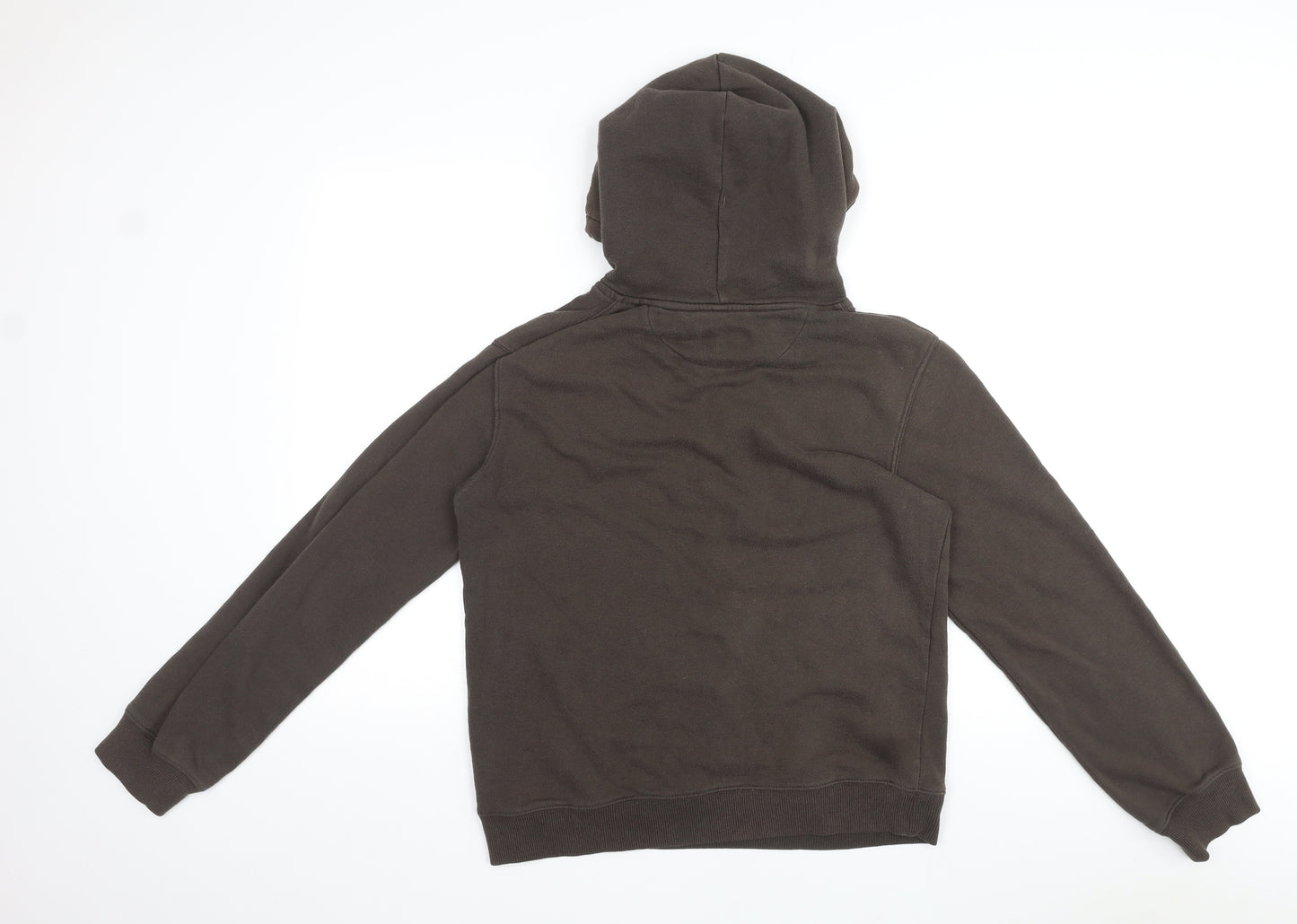 Brixton Mens Brown Cotton Pullover Hoodie Size S - Logo, Pocket, Drawstring