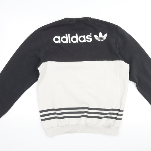 adidas Mens Black Cotton Pullover Sweatshirt Size M - Logo, 3 Stripes