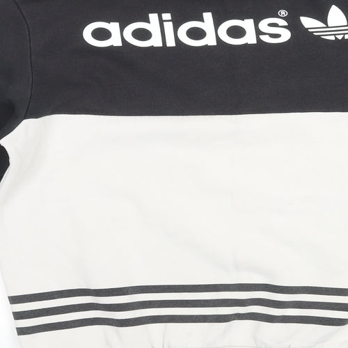 adidas Mens Black Cotton Pullover Sweatshirt Size M - Logo, 3 Stripes