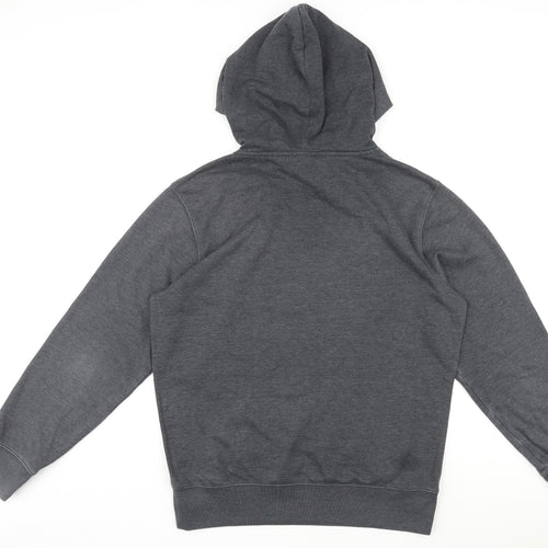 Russell Athletic Mens Grey Polyester Pullover Hoodie Size M - Logo, Pocket, Drawstring