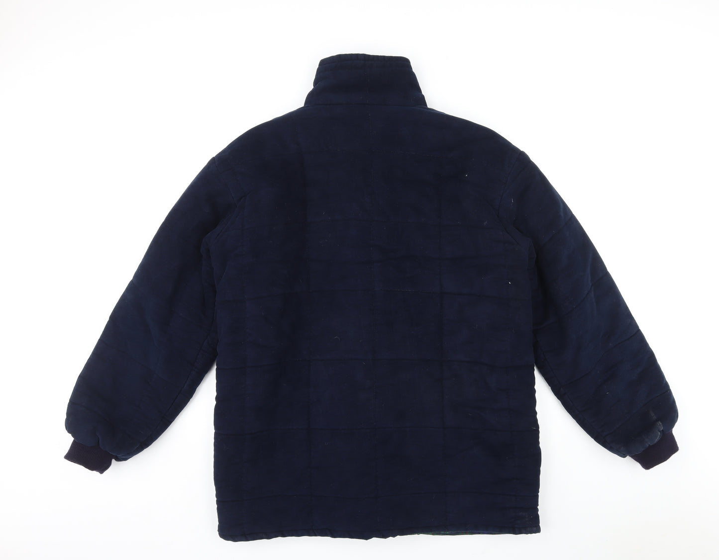 Bronte Mens Blue Quilted Coat Size L Zip - Horse riders, logo