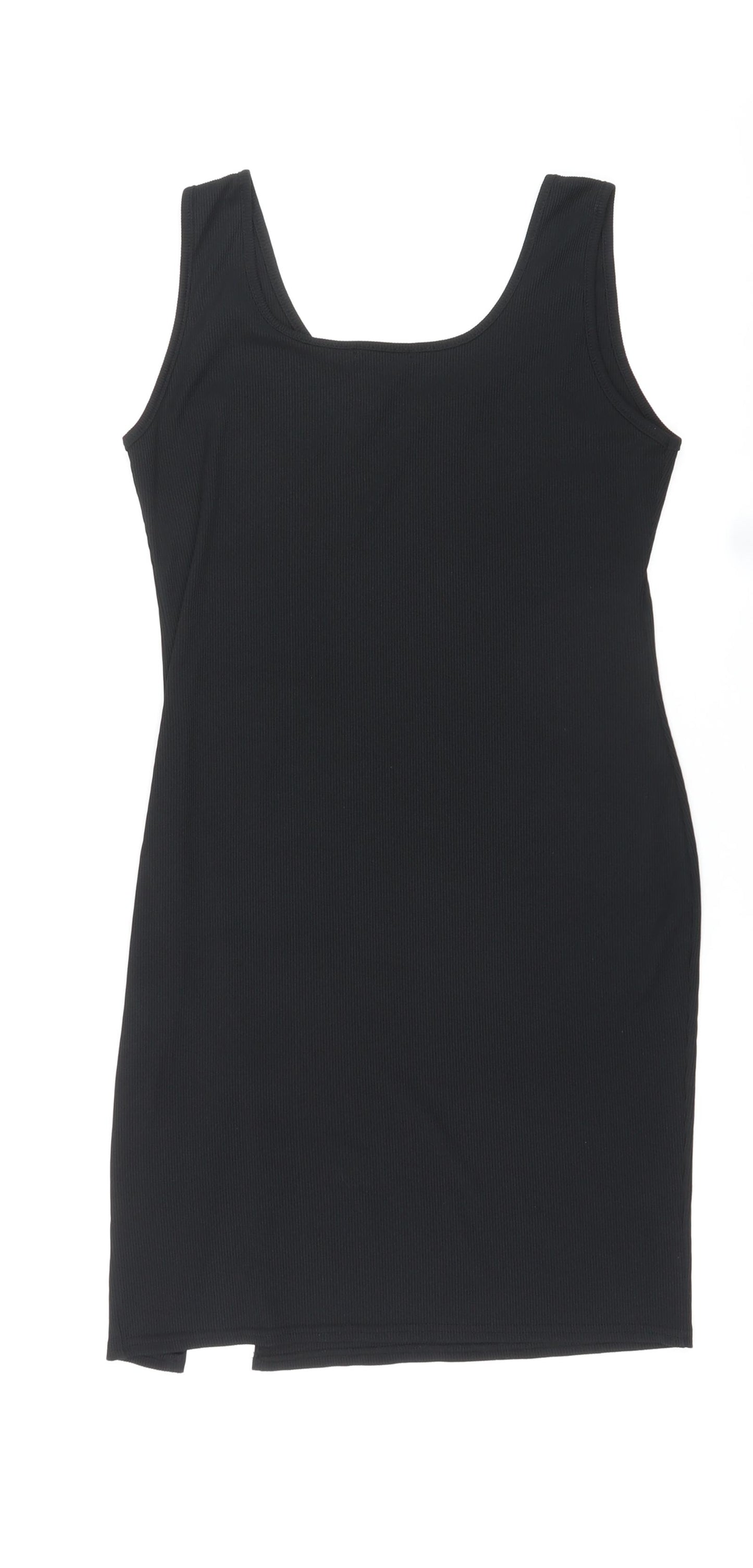 Boohoo Womens Black Polyester Pencil Dress Size 16 Scoop Neck Pullover