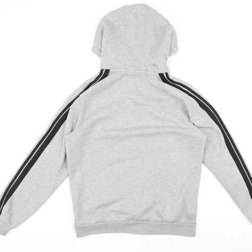 Lonsdale Mens Grey Polyester Full Zip Hoodie Size M - Logo, Pocket, Drawstring