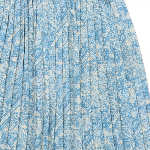Bonmarché Womens Blue Geometric Polyester Pleated Skirt Size 22