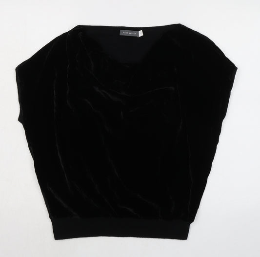 Mint Velvet Womens Black Viscose Basic T-Shirt Size S Cowl Neck - cowl