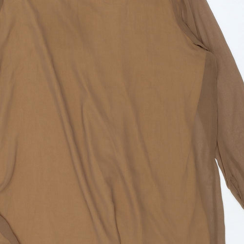 Boohoo Womens Brown Polyester Basic Blouse Size 20 V-Neck - Pockets, Sheer