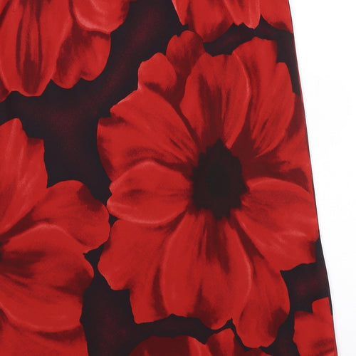 AMARANTO Womens Red Floral Polyester A-Line Skirt Size 14
