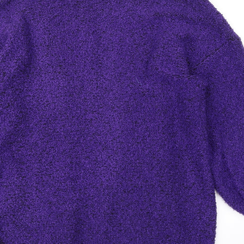 Classic Womens Purple V-Neck Acrylic Cardigan Jumper Size 14 - Textured Size 14-16