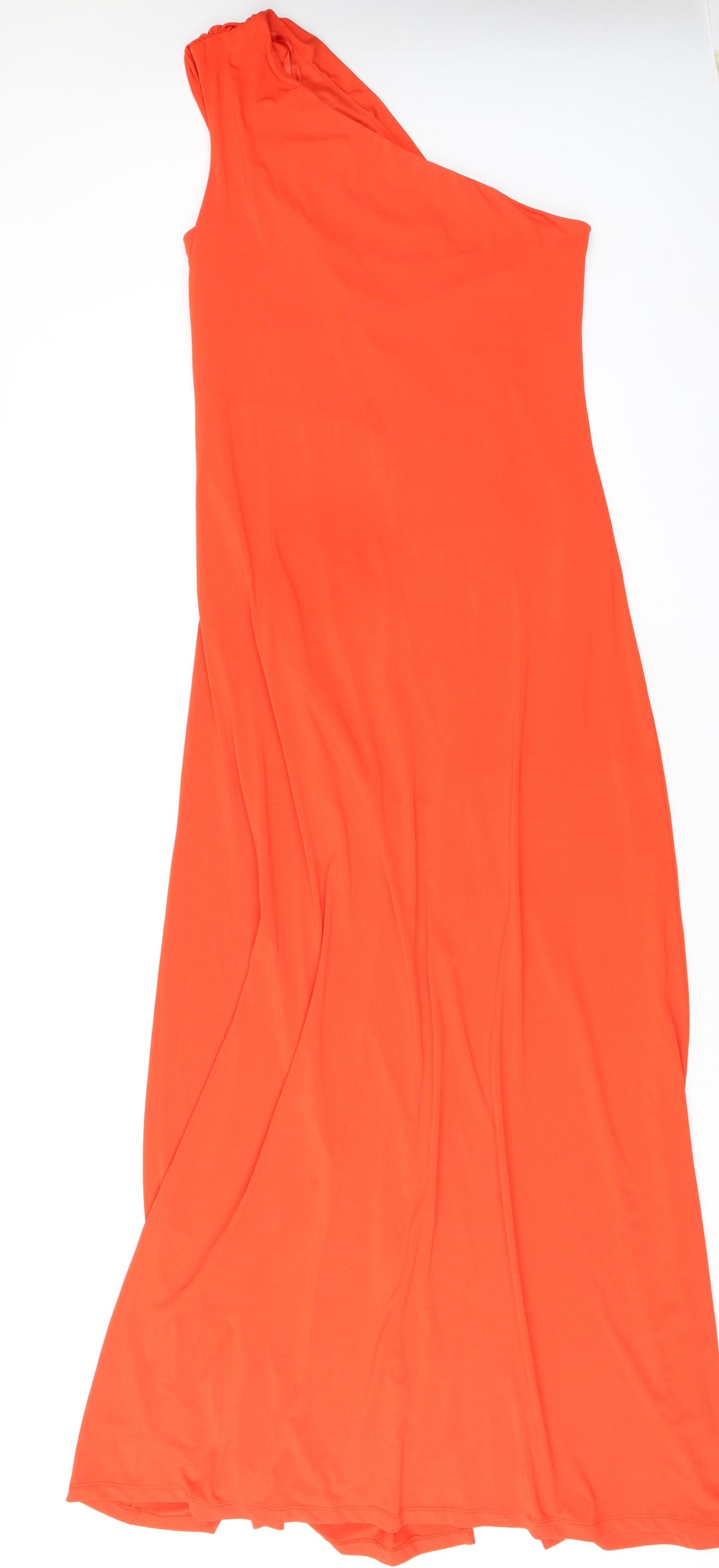 Definitions Womens Orange Polyester Maxi Size 16 One Shoulder Zip