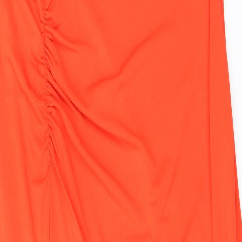 Definitions Womens Orange Polyester Maxi Size 16 One Shoulder Zip