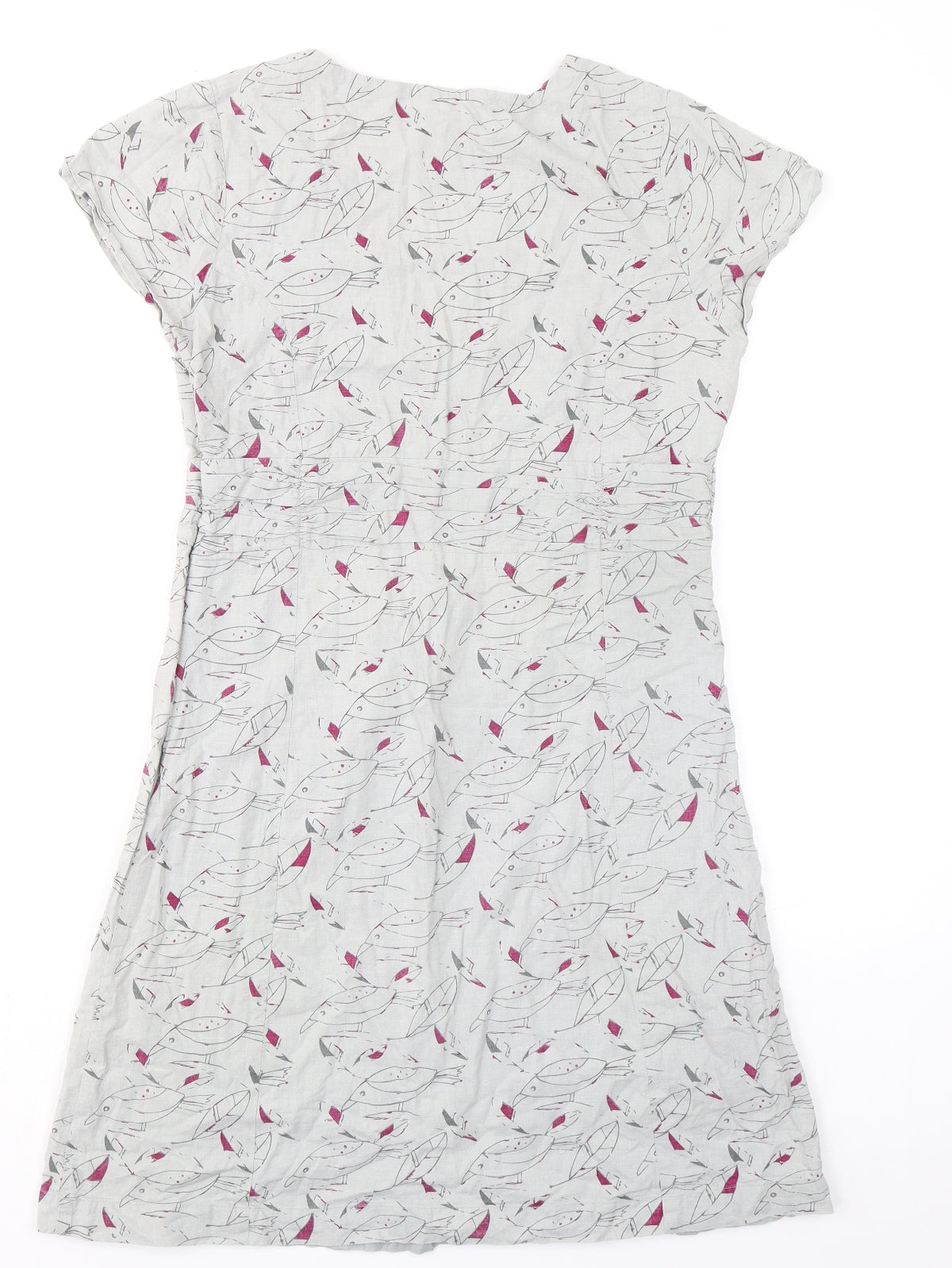 Mistral Womens Grey Geometric Cotton Skater Dress Size 12 V-Neck Zip
