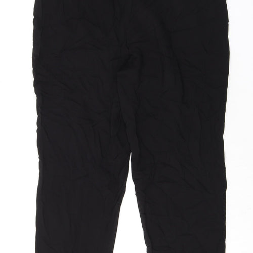 Divided by H&M Womens Black Herringbone Viscose Trousers Size 12 L29 in Regular