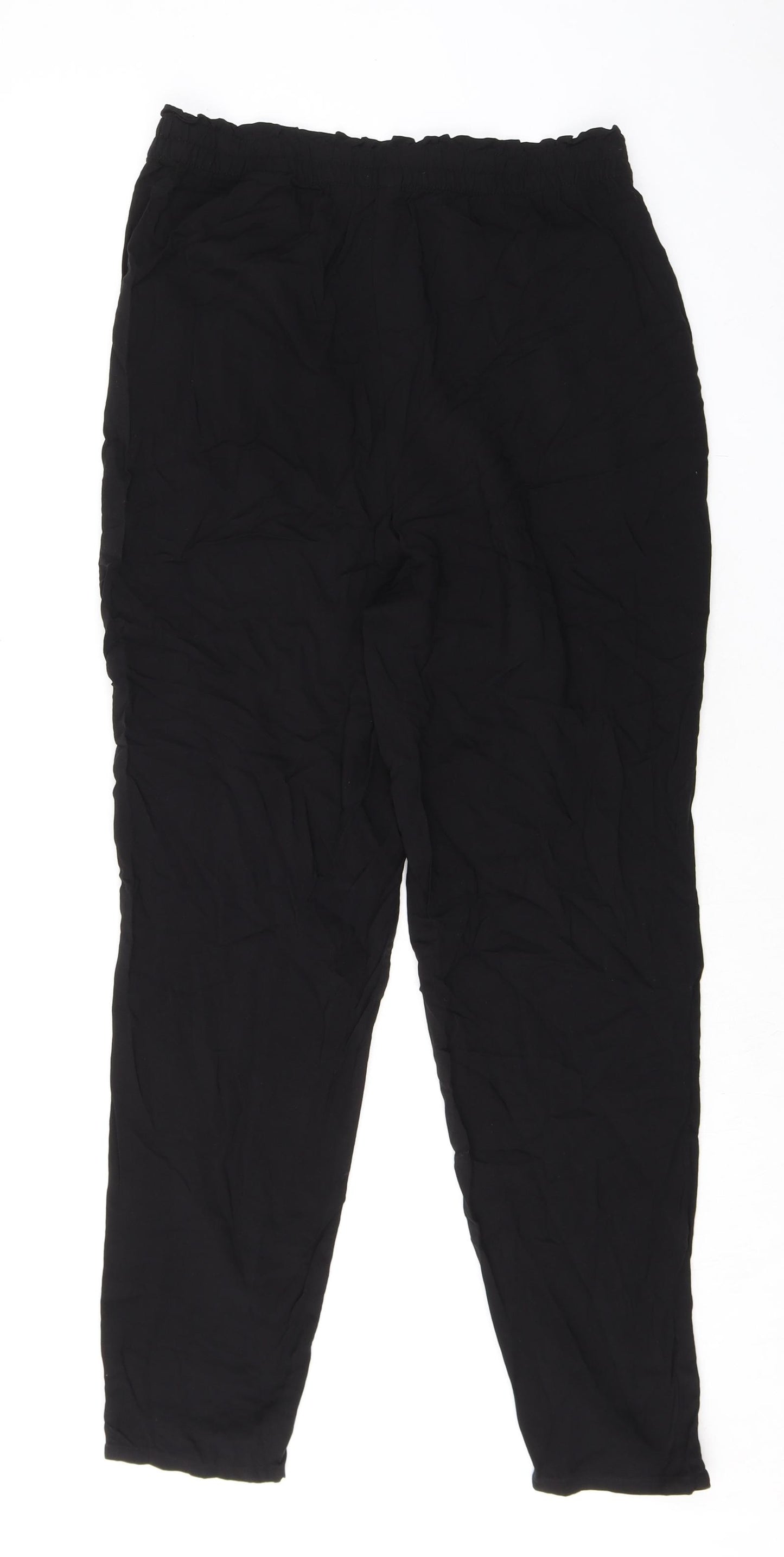 Divided by H&M Womens Black Herringbone Viscose Trousers Size 12 L29 in Regular
