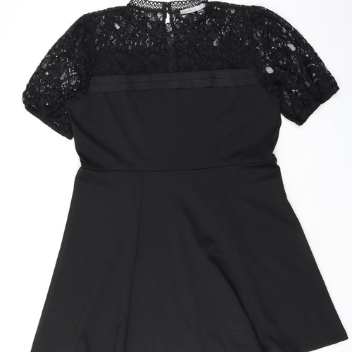 Oasis Womens Black Polyester Mini Size XL Round Neck Zip