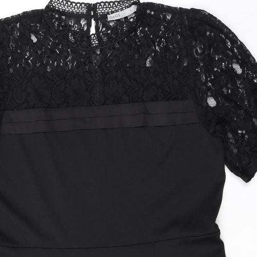 Oasis Womens Black Polyester Mini Size XL Round Neck Zip