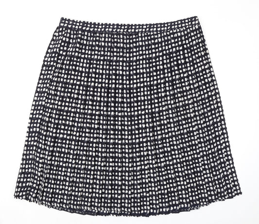 Bonmarché Womens Black Geometric Polyester Pleated Skirt Size 24
