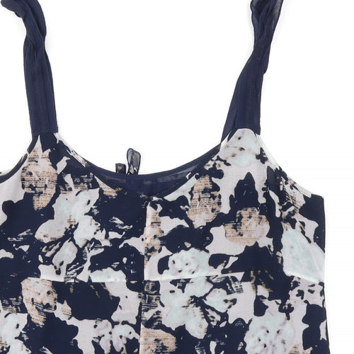 Gap Womens Blue Floral Polyester Camisole Tank Size XL Scoop Neck - Tie Back Detail