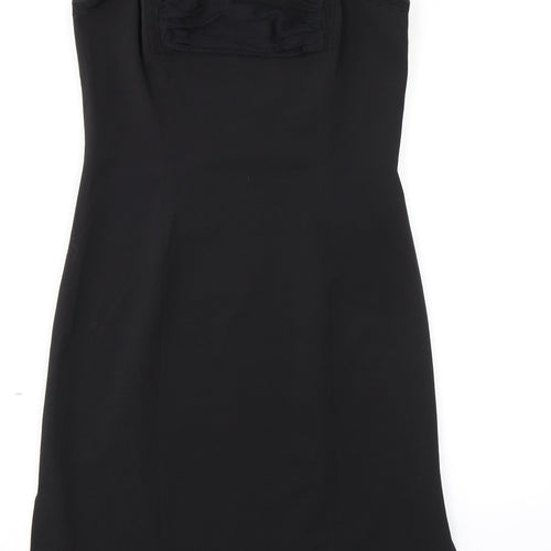 NAF NAF Womens Black Polyester Pencil Dress Size 12 Square Neck Zip