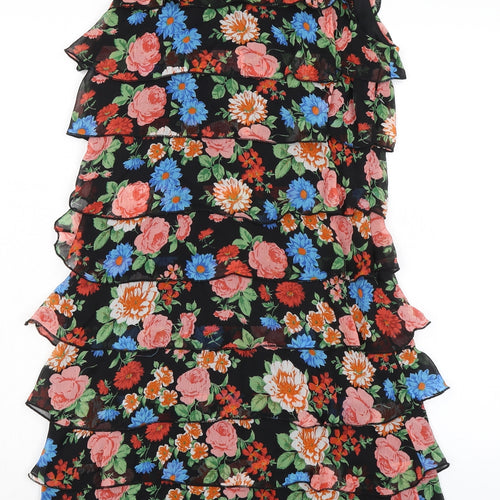ANTEA Womens Multicoloured Floral Polyester A-Line Size 12 Crew Neck Button