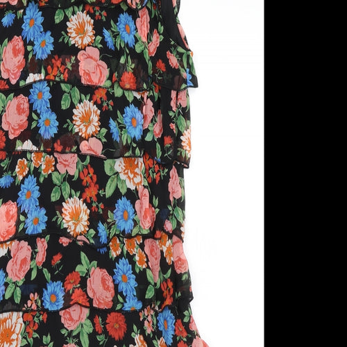 ANTEA Womens Multicoloured Floral Polyester A-Line Size 12 Crew Neck Button