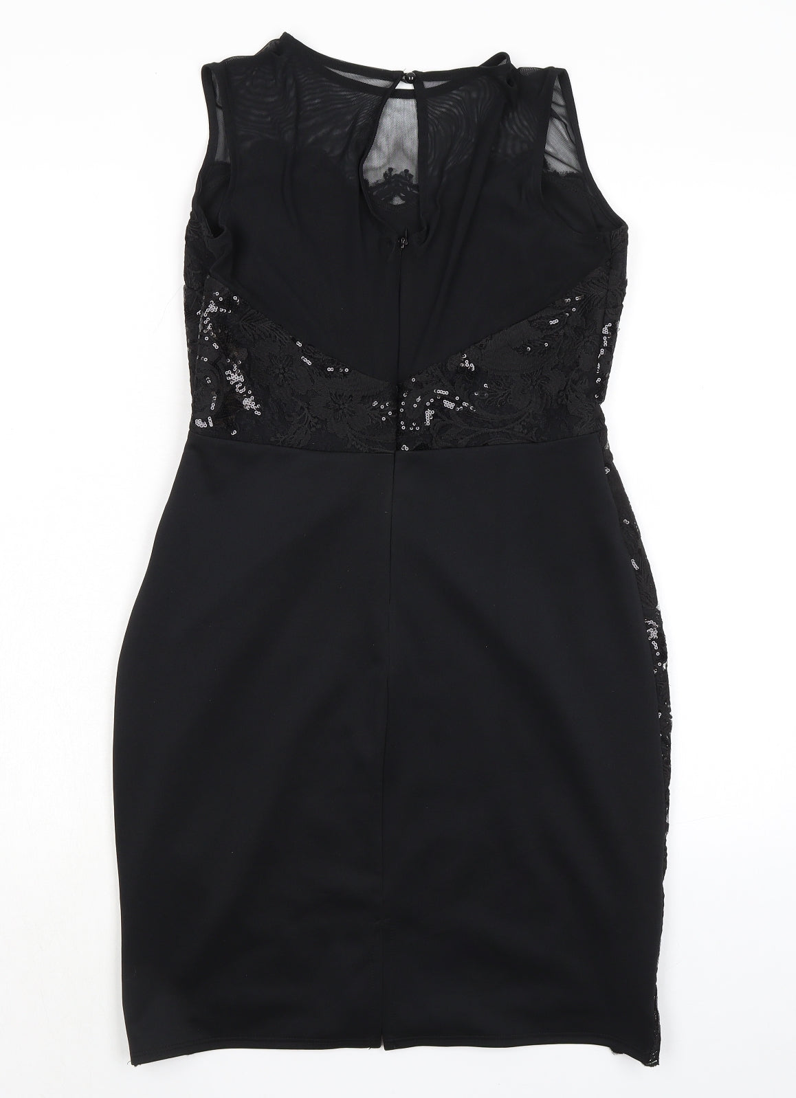 NATACHA Womens Black Polyester Pencil Dress Size 12 Crew Neck Zip