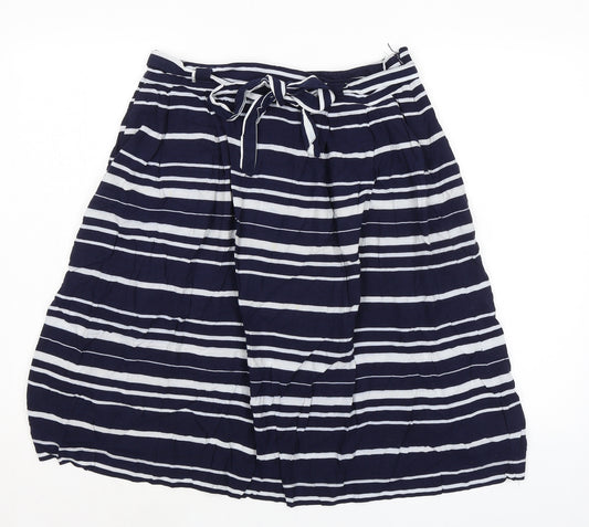Gap Womens Blue Striped Viscose A-Line Skirt Size 10 Zip