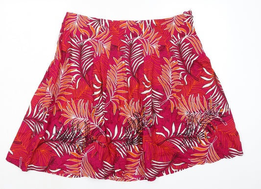 Debenhams Womens Pink Geometric Cotton A-Line Skirt Size 16 Zip