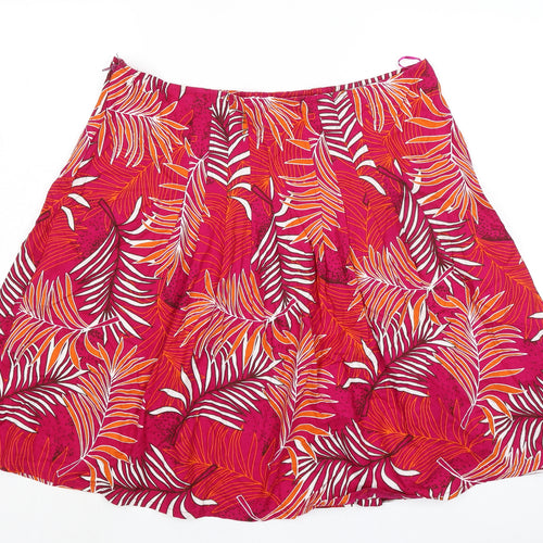 Debenhams Womens Pink Geometric Cotton A-Line Skirt Size 16 Zip