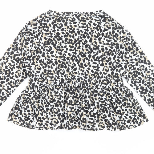 Wednesday's Girl Womens Beige Animal Print Polyester Basic T-Shirt Size M Round Neck - Leopard Print