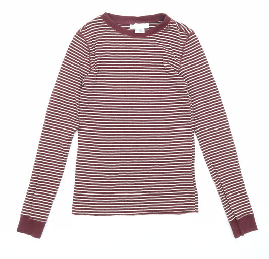 Cooperative Womens Purple Striped Cotton Basic T-Shirt Size XS Round Neck