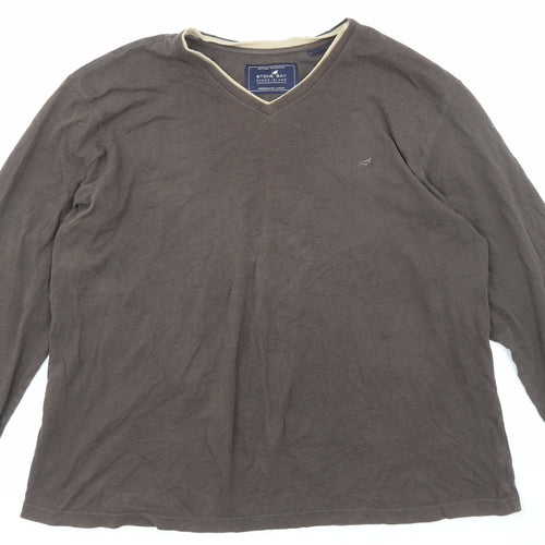 Stone Bay Mens Brown Cotton T-Shirt Size 2XL V-Neck - Logo