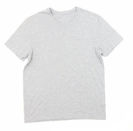 Autograph Mens Grey Cotton T-Shirt Size L Round Neck