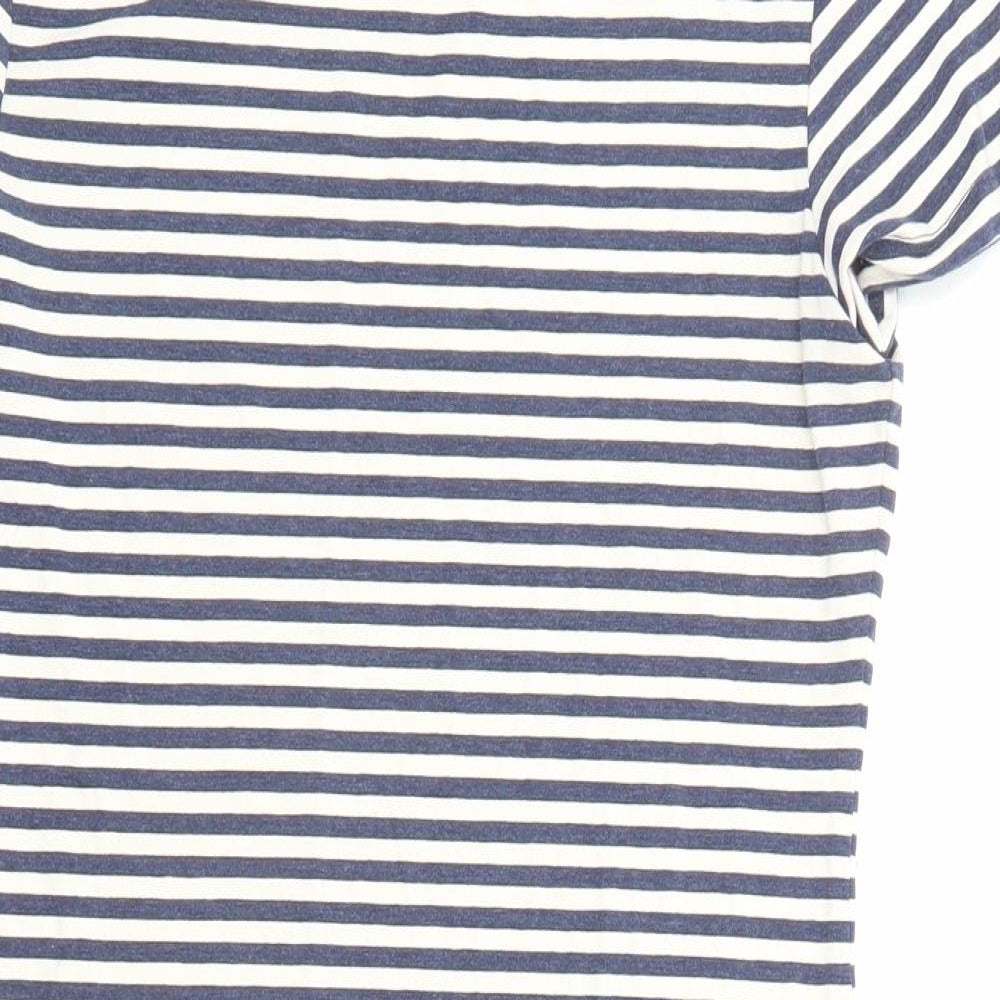 H&M Womens Blue Striped Polyester Shirt Dress Size S Crew Neck Pullover