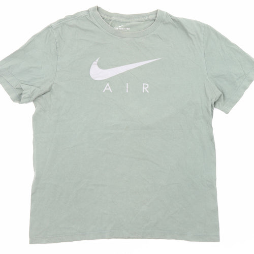Nike Mens Green Polyester T-Shirt Size M Crew Neck - Nike Air Logo