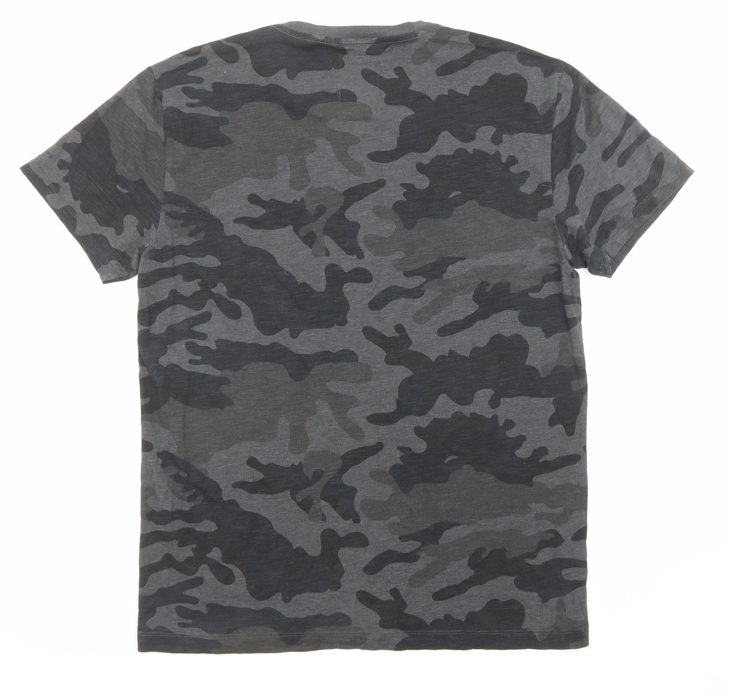 G-Star Mens Grey Camouflage Polyester T-Shirt Size XL Crew Neck