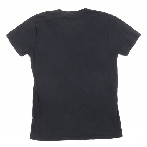 Boohoo Mens Black Polyester T-Shirt Size M Crew Neck - Why You Coming Fast?