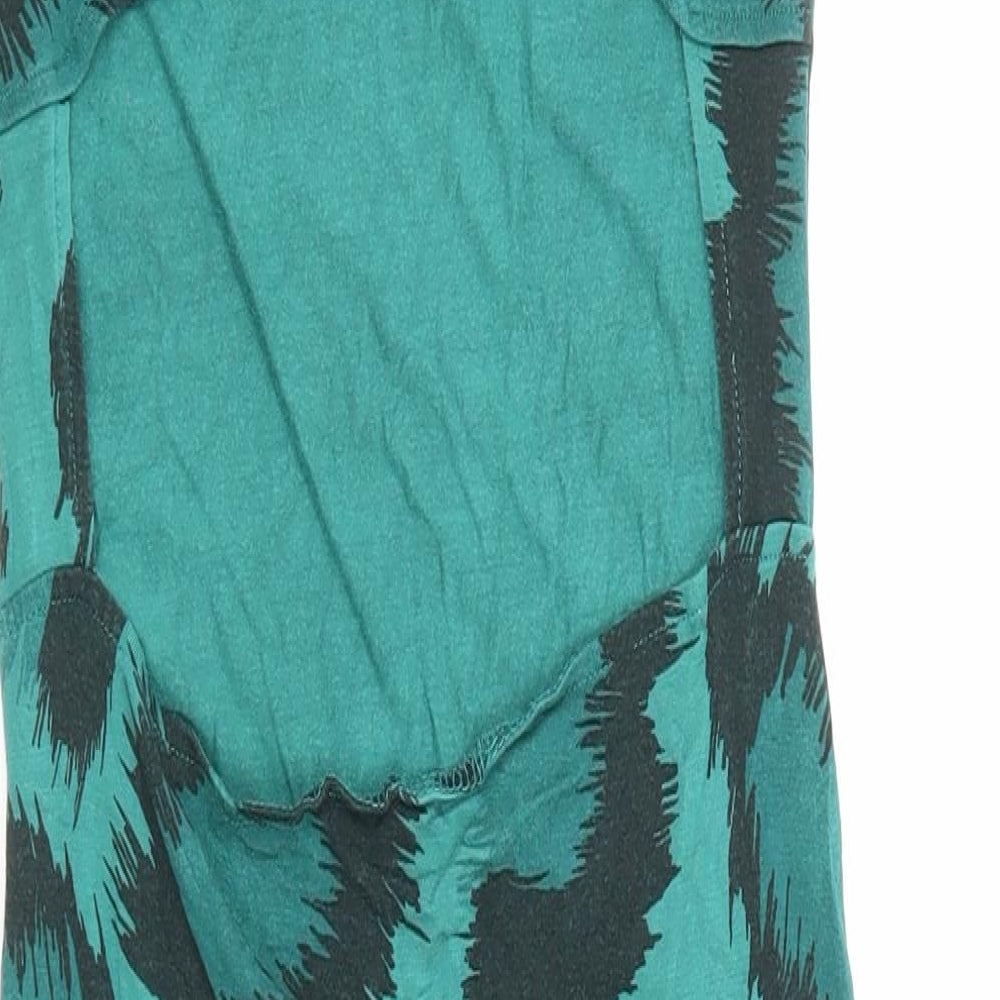 Topshop Womens Green Animal Print Viscose Bodycon Size 8 Crew Neck Pullover