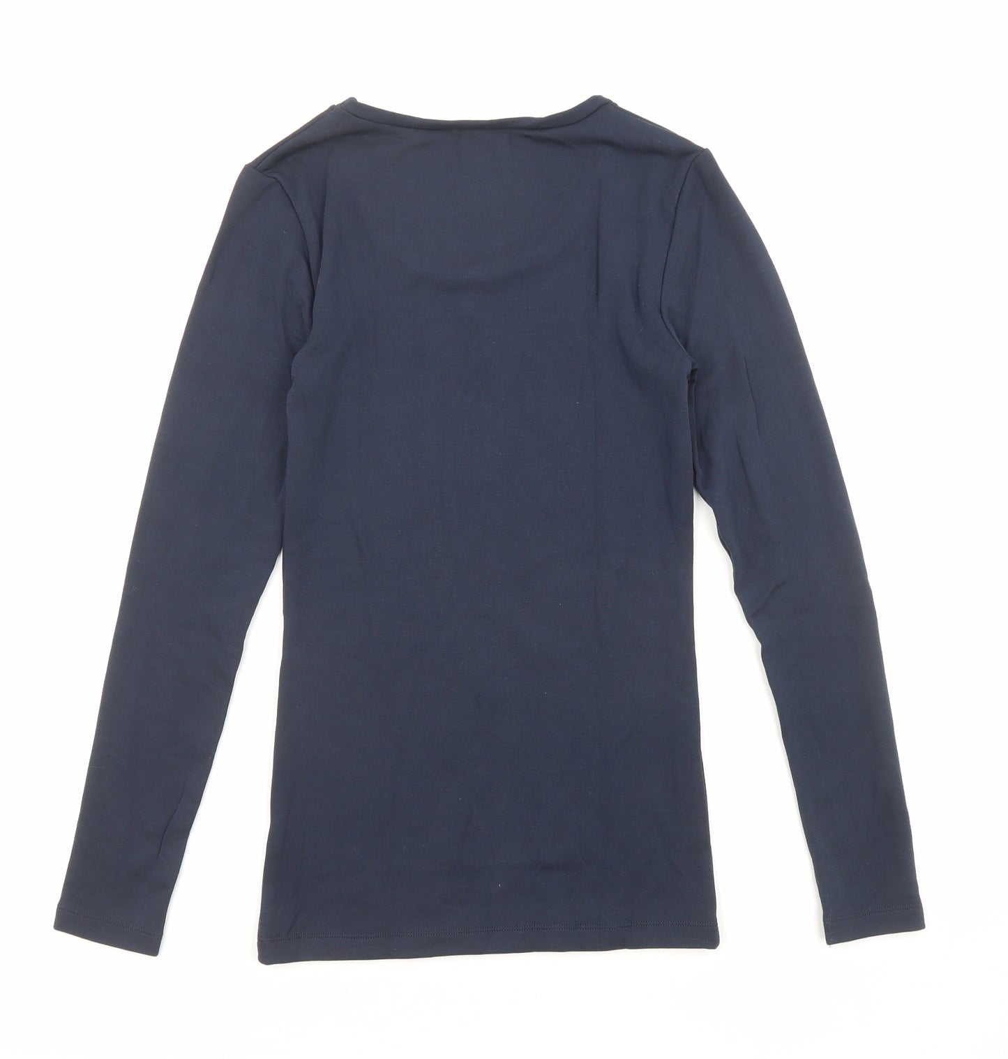 Marks and Spencer Womens Blue Acrylic Basic T-Shirt Size 8 Round Neck - Thermal