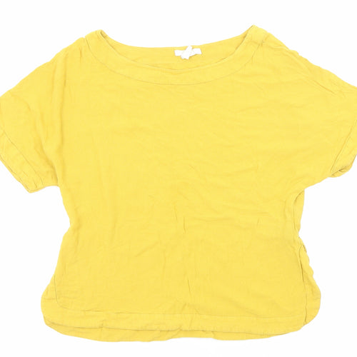 H&M Womens Yellow Viscose Basic T-Shirt Size 4 Round Neck